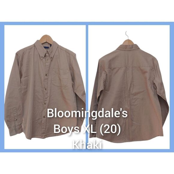 Bloomingdale's Boy's Husky Size XL (20) Khaki Button Down "Denim-like" Shirt - Picture 1 of 4